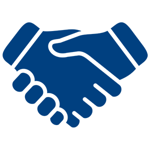 Two hands shaking symbolizing agreement or partnership.