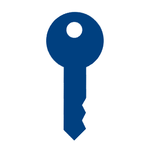 Blue keyhole icon on a dark blue background.