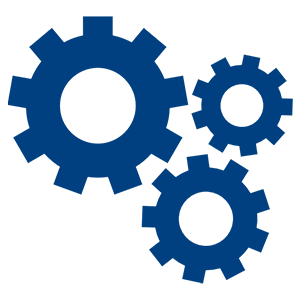 Blue icon with interconnected nodes symbolizing a network or connections.