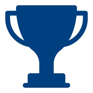 A simple blue trophy icon representing achievement.